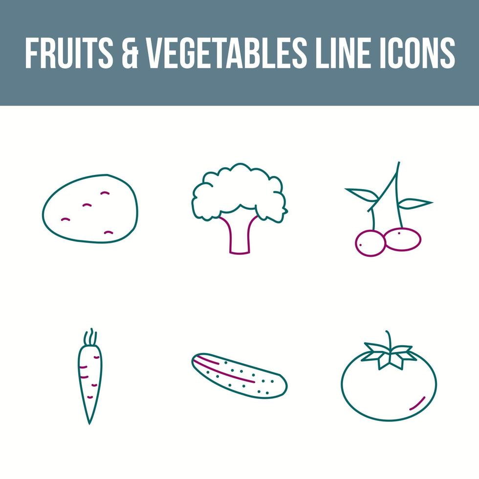 ensemble d'icônes vectorielles de fruits et légumes uniques vecteur