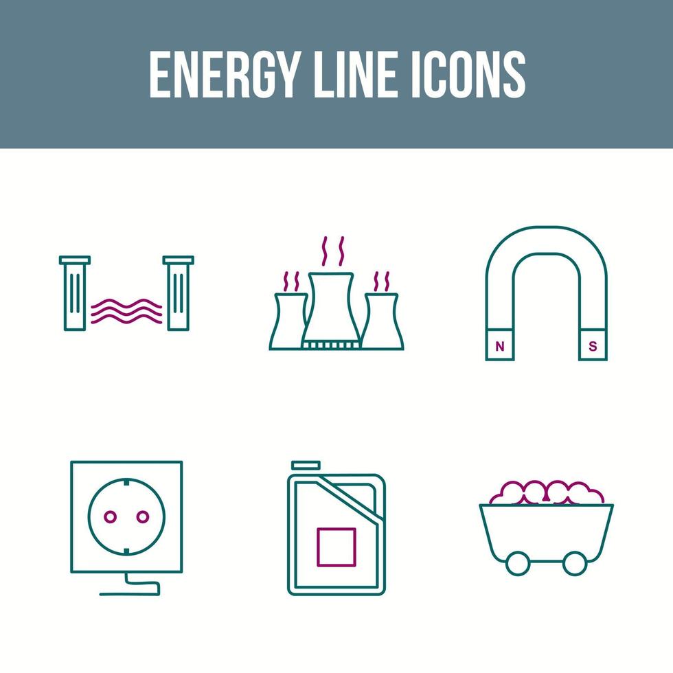 beau jeu d'icônes vectorielles d'énergie unique vecteur