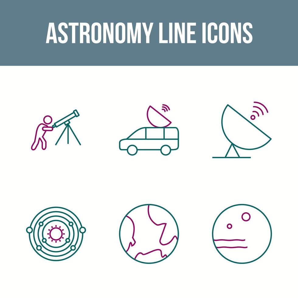 jeu d'icônes vectorielles ligne astronomie unique vecteur