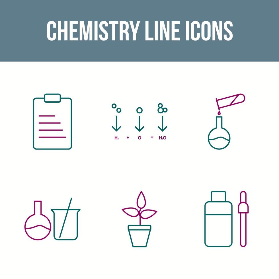 jeu d'icônes de vecteur de ligne de chimie unique