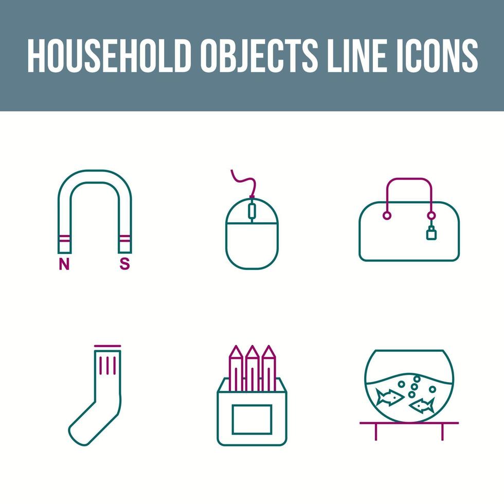 jeu d'icônes vectorielles objets ménagers uniques vecteur