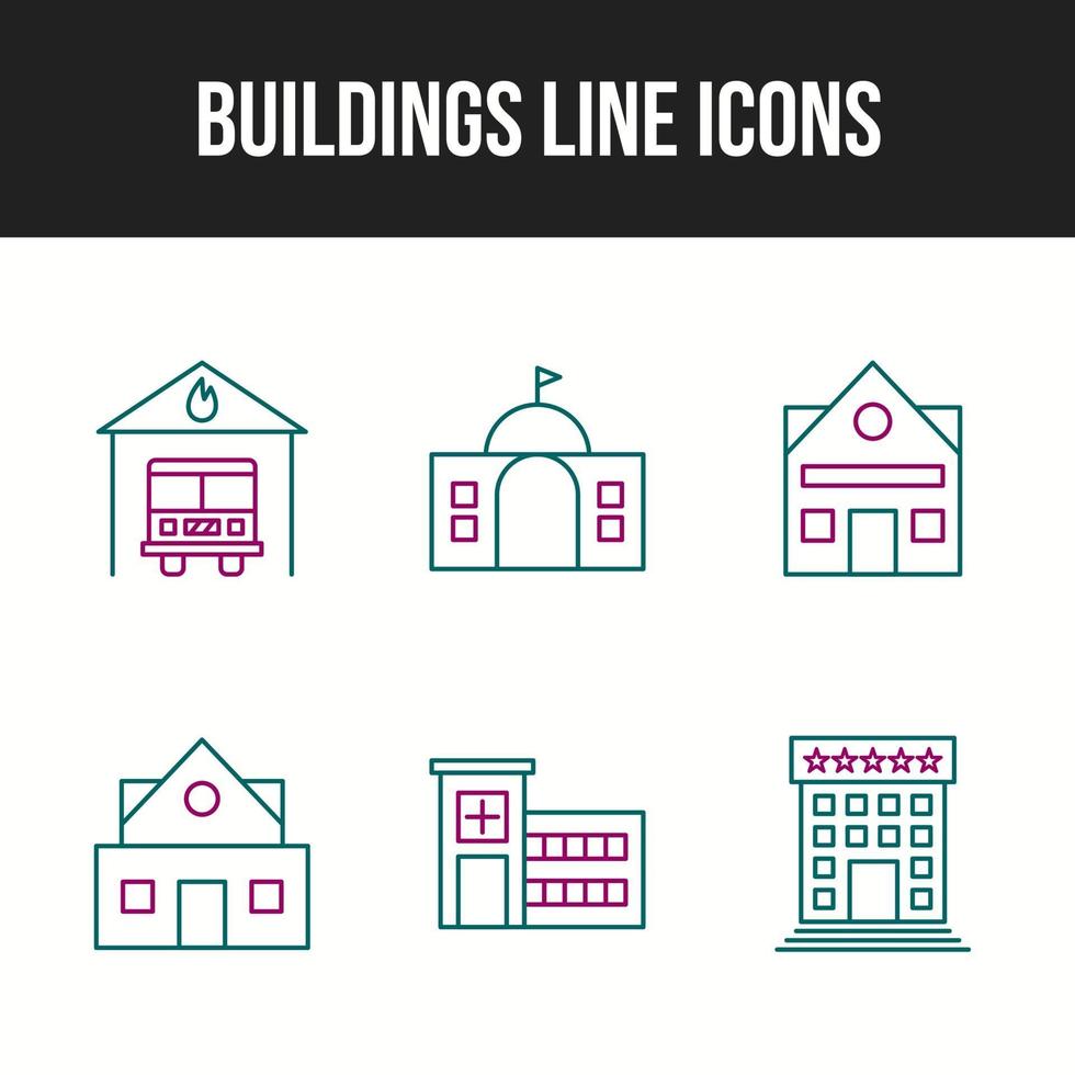 ensemble d'icônes vectorielles bâtiment et points de repère unique vecteur