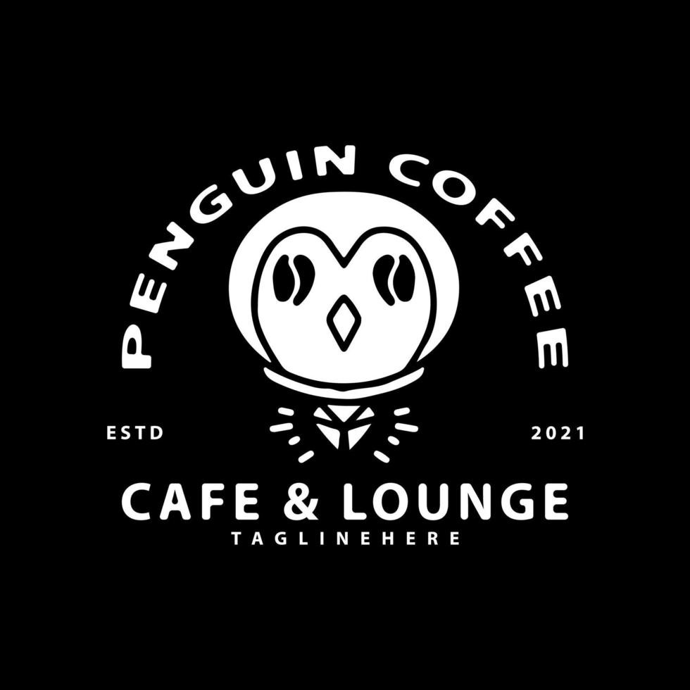 tête de pingouin avec du café dans les yeux. illustration vintage pour t-shirt vecteur