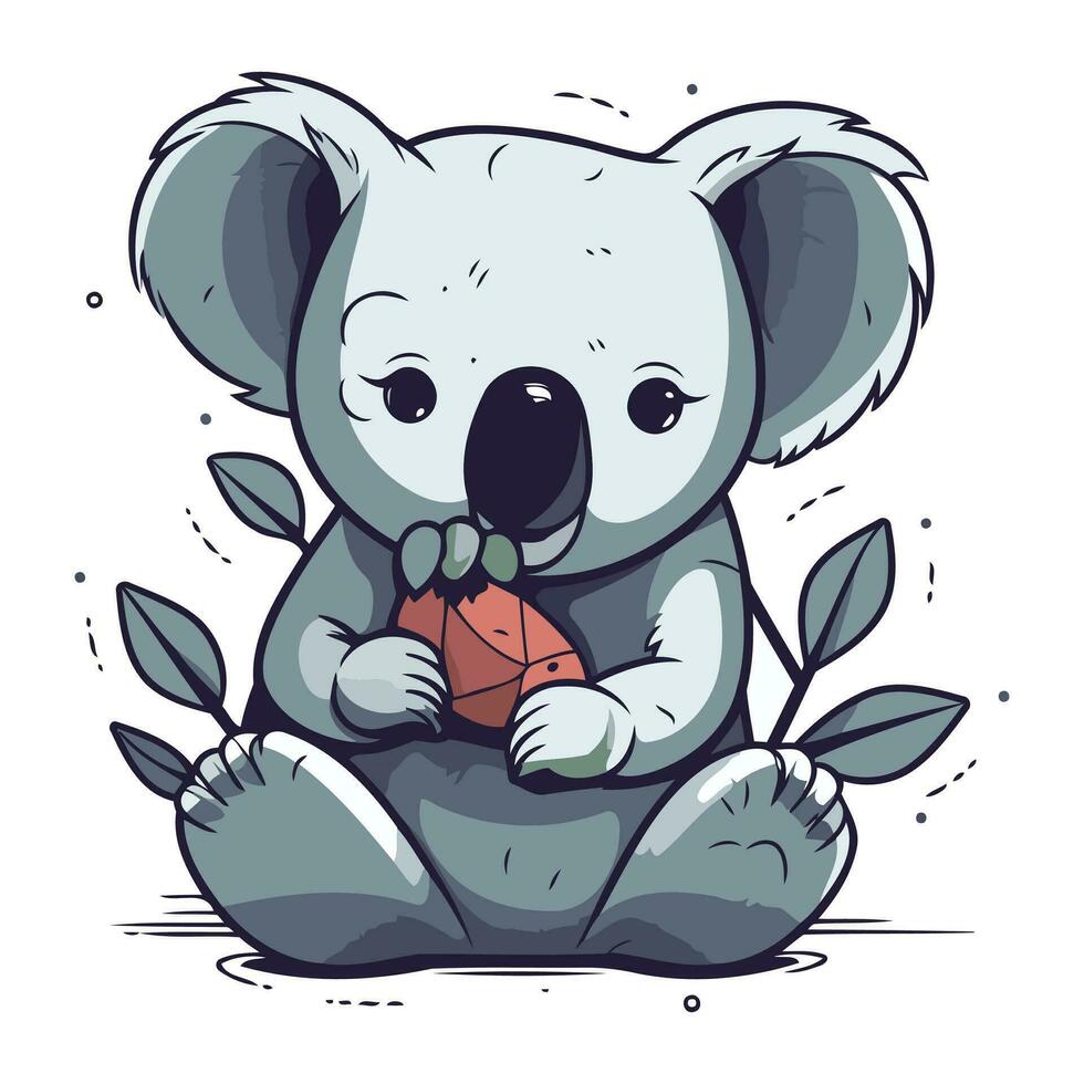 mignonne koala avec une balle. vecteur illustration de une dessin animé koala.