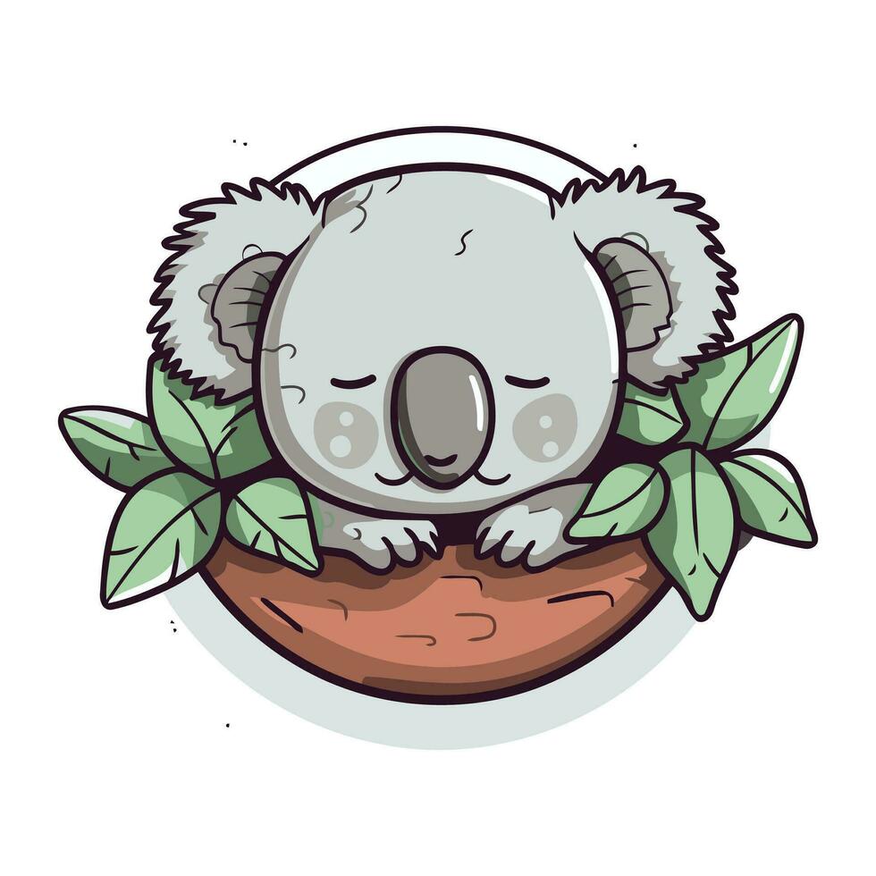 mignonne dessin animé koala en train de dormir sur une lune. vecteur illustration.