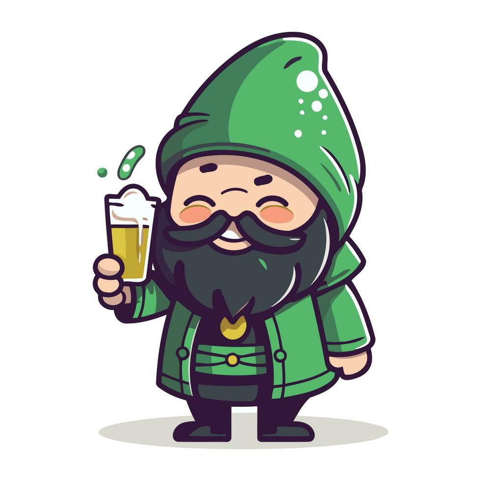 lutin avec une verre de bière. vecteur illustration