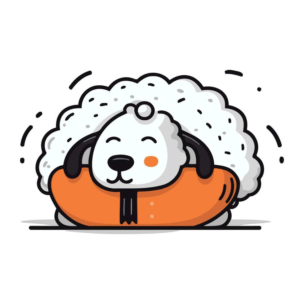mignonne mouton dans un Orange bouée de sauvetage. vecteur illustration.