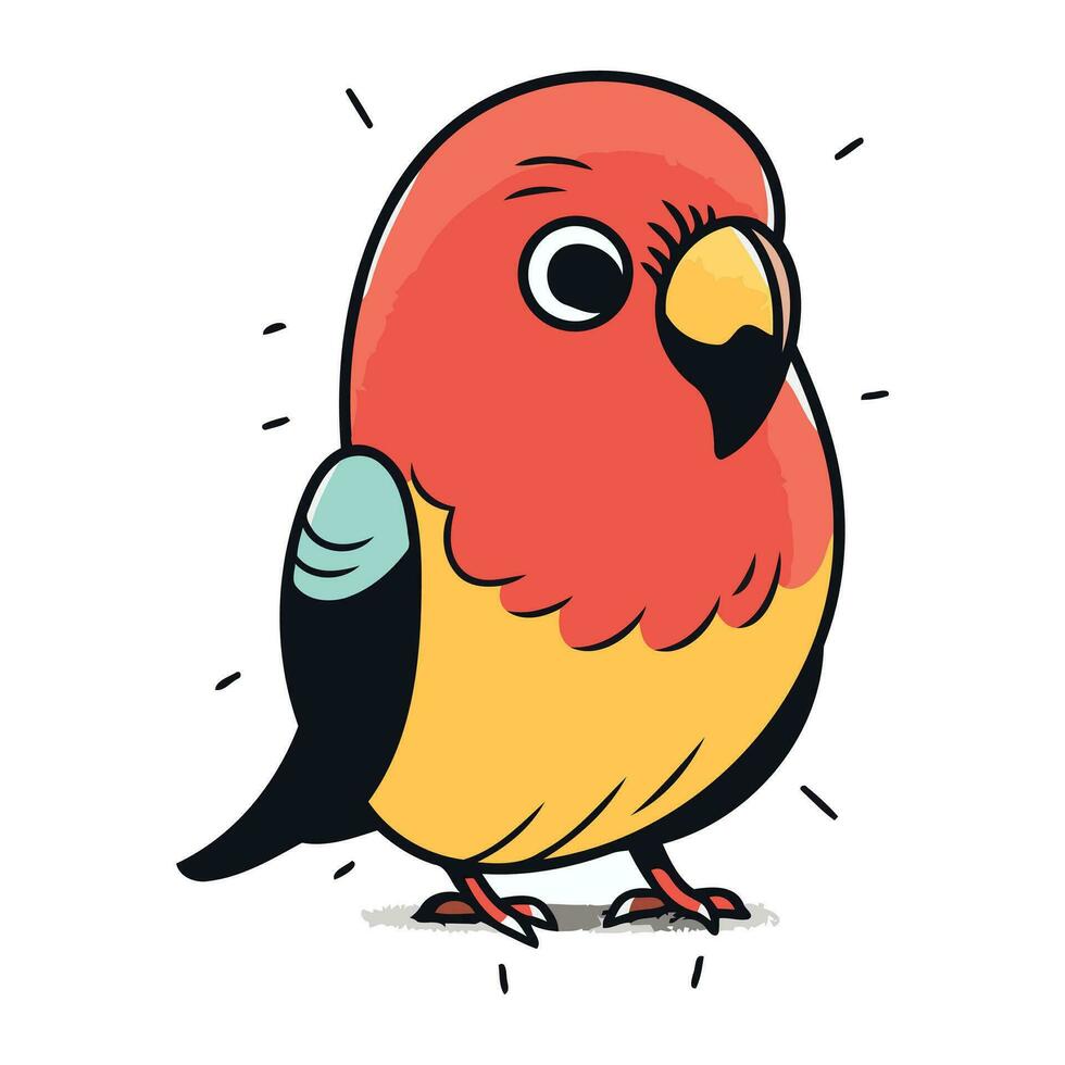 vecteur illustration de une mignonne rouge perroquet sur une blanc Contexte.