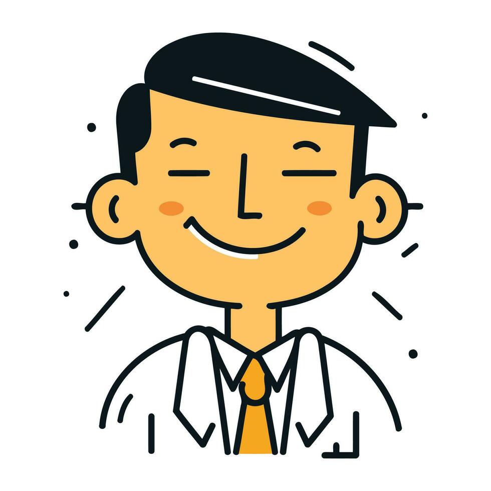 souriant homme dans Bureau costume. vecteur illustration dans plat style.