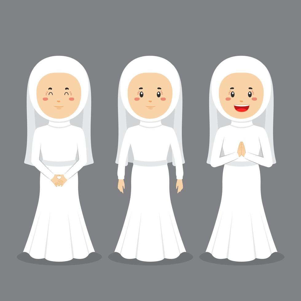 personnage de mariage avec diverses expressions vecteur