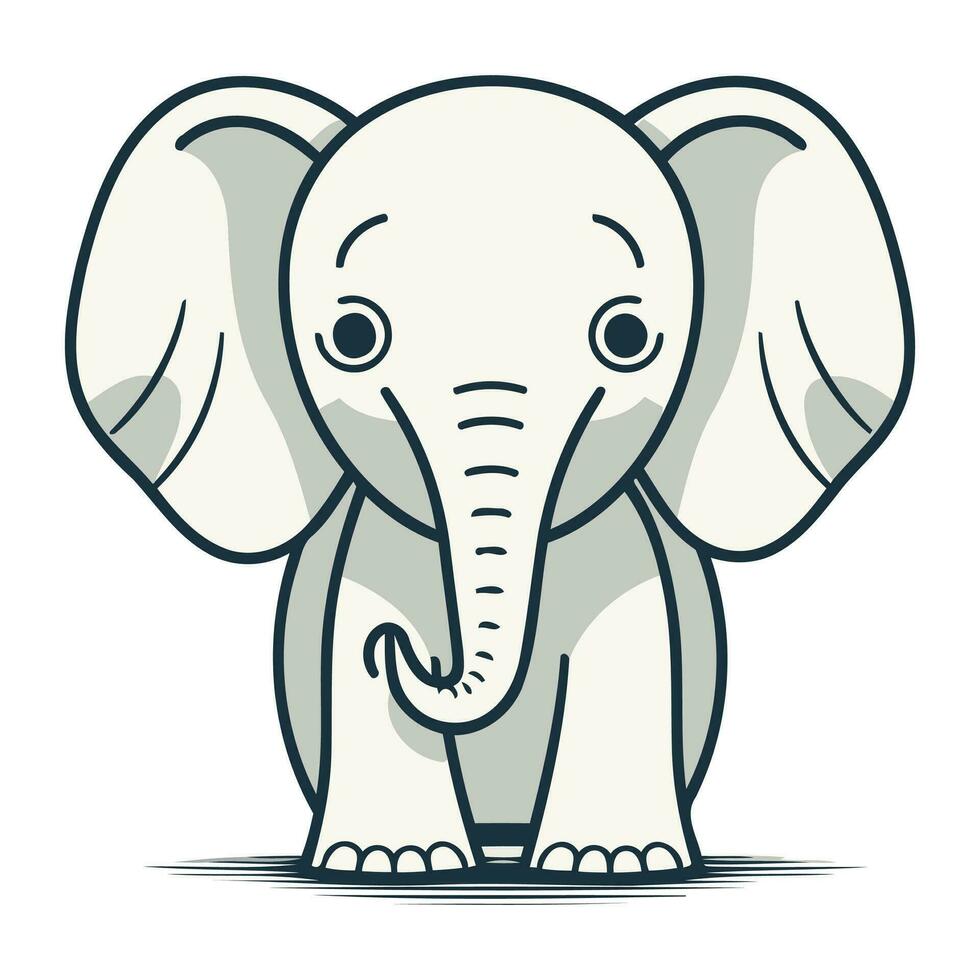 mignonne dessin animé l'éléphant. vecteur illustration isolé sur une blanc Contexte.