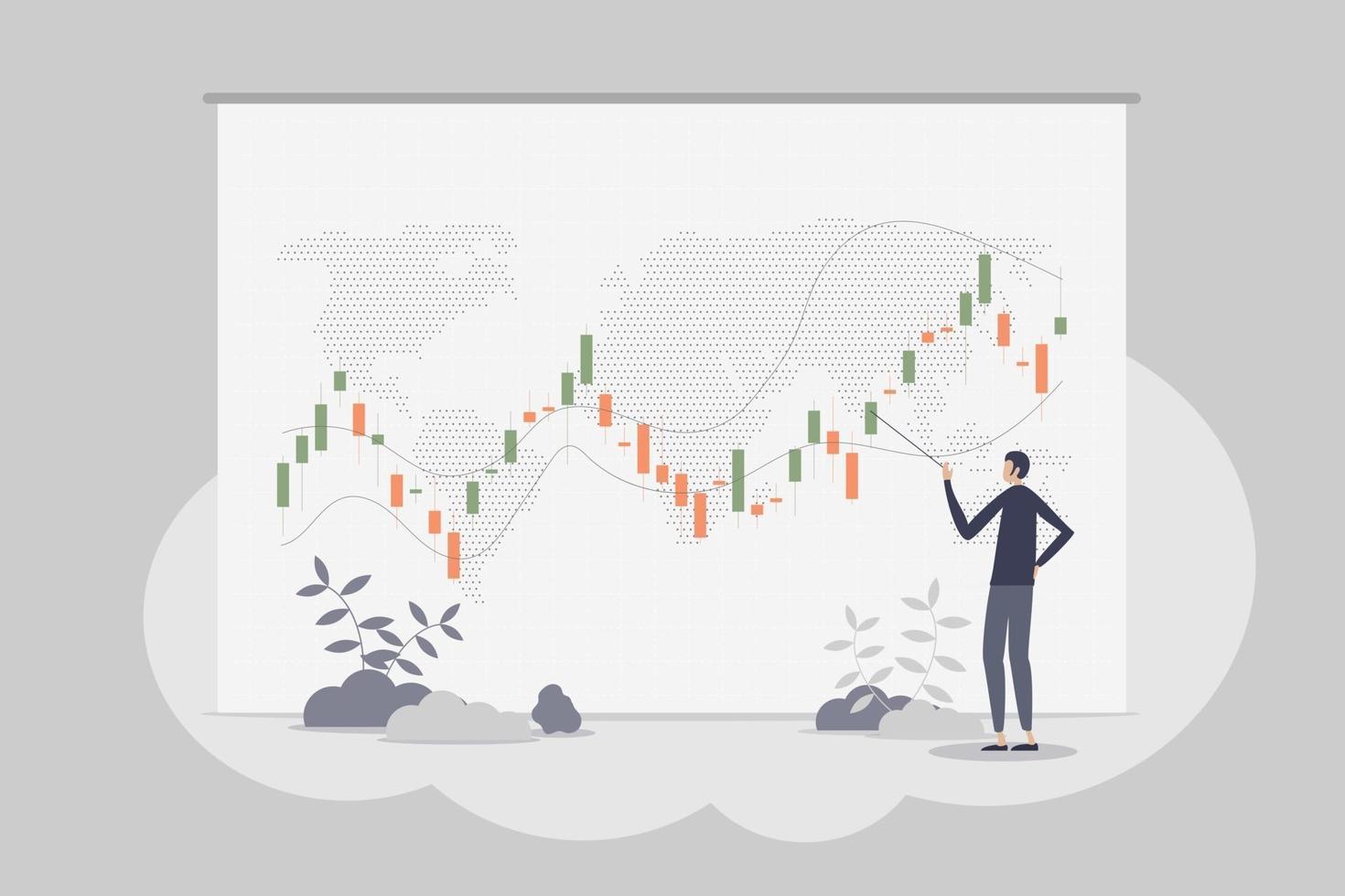 négociation d'actions en tant qu'entreprise du marché mondial partage une petite personne d'investissement vecteur