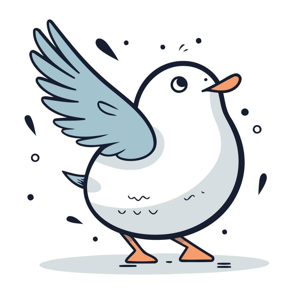 Pigeon griffonnage. mignonne dessin animé vecteur illustration.
