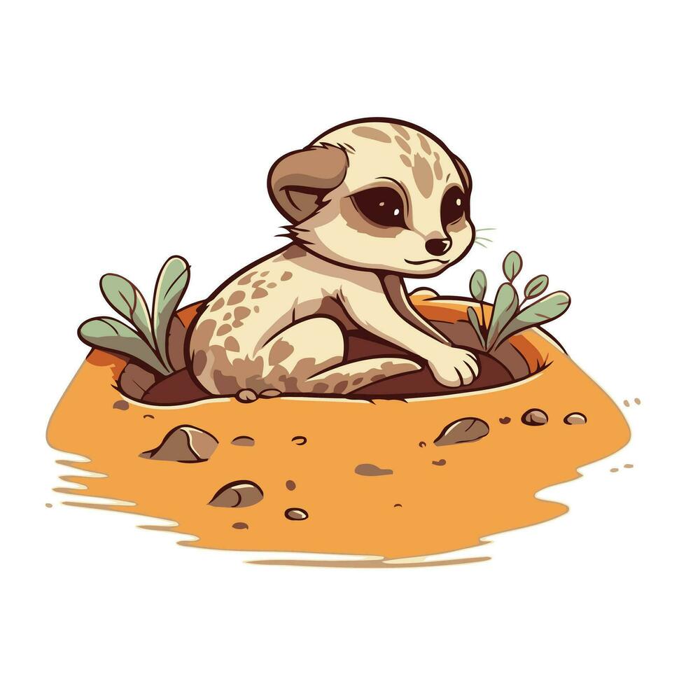 mignonne suricate séance dans une trou. vecteur illustration.