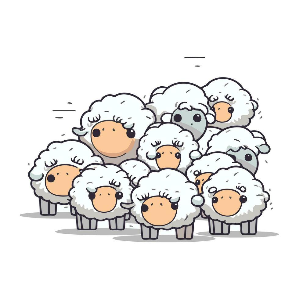 mouton famille mignonne dessin animé mouton vecteur illustration. mignonne dessin animé des moutons.
