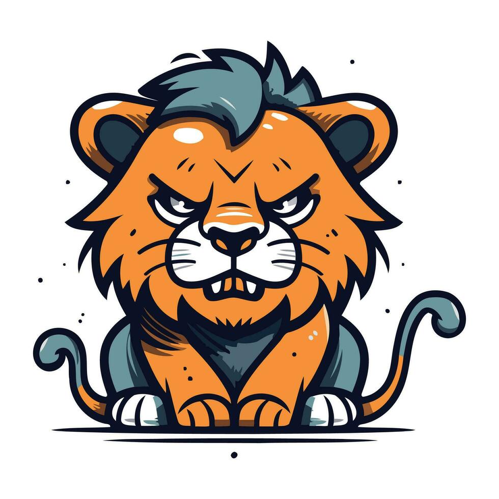 Lion dessin animé mascotte. vecteur illustration de une mignonne sauvage animal.