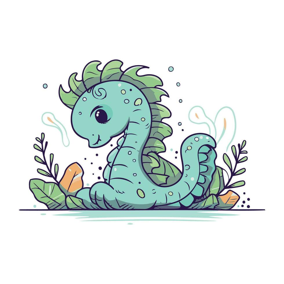 mignonne dessin animé hippocampe. vecteur illustration pour votre conception.