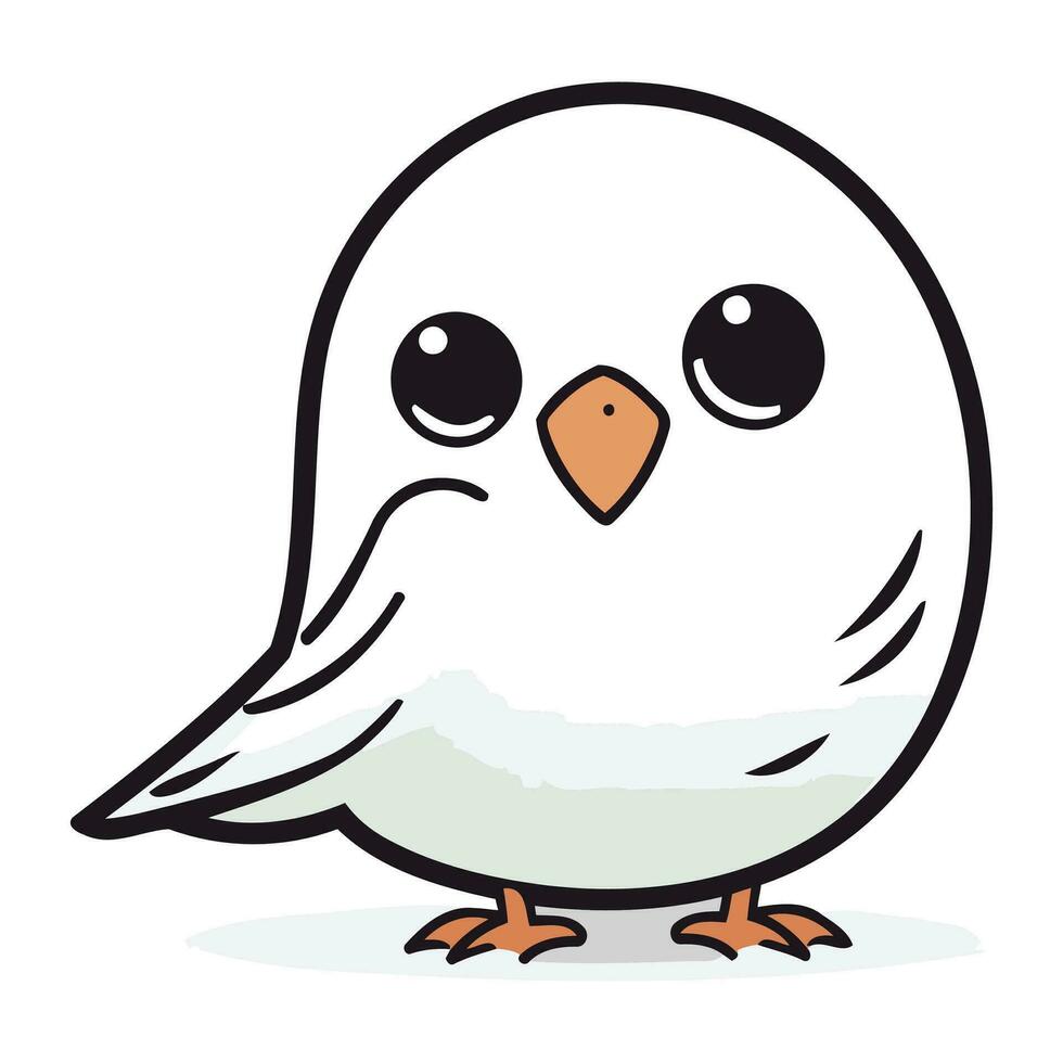 mignonne dessin animé blanc oiseau isolé sur blanc Contexte. vecteur illustration.