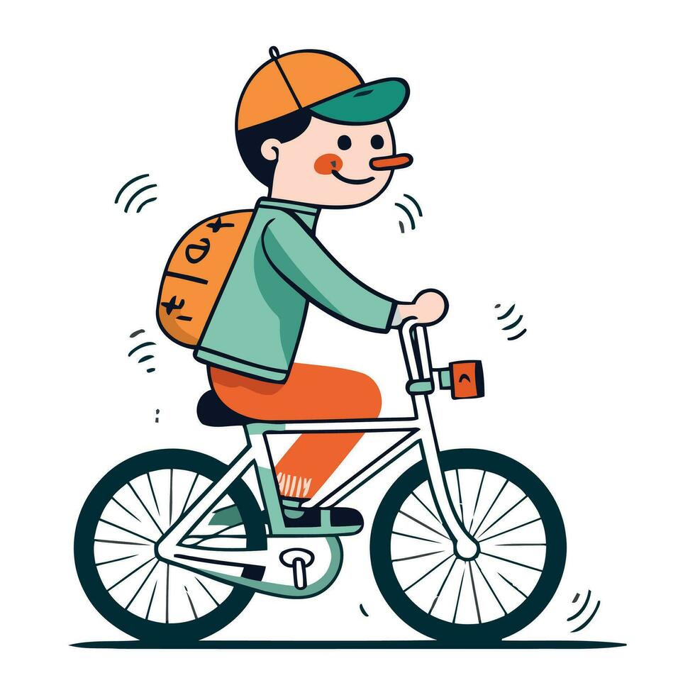 courrier dans une casquette monte une vélo. vecteur illustration.