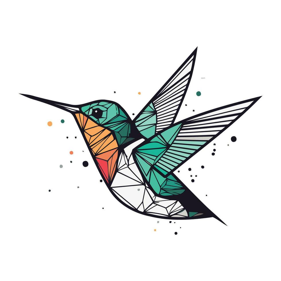 coloré colibri avec polygonal conception. vecteur illustration.