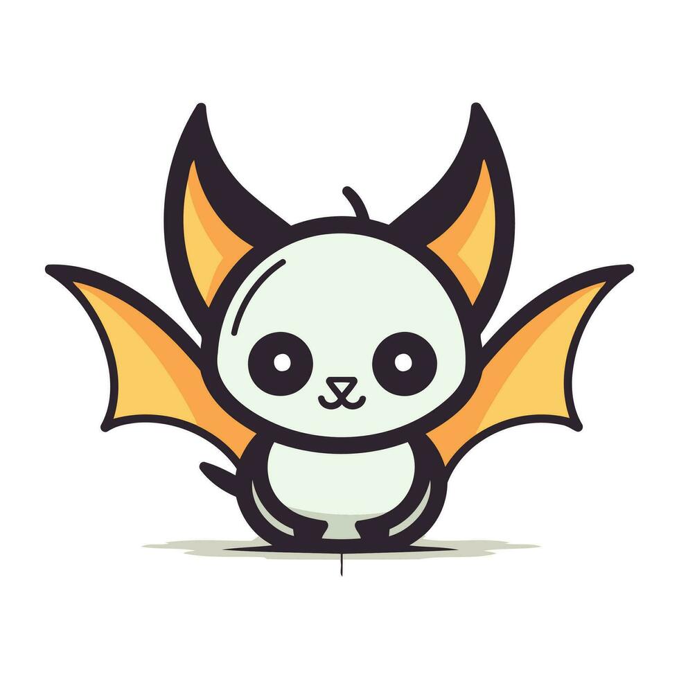 mignonne dessin animé kawaii en volant chauve souris. vecteur illustration isolé sur blanc Contexte.