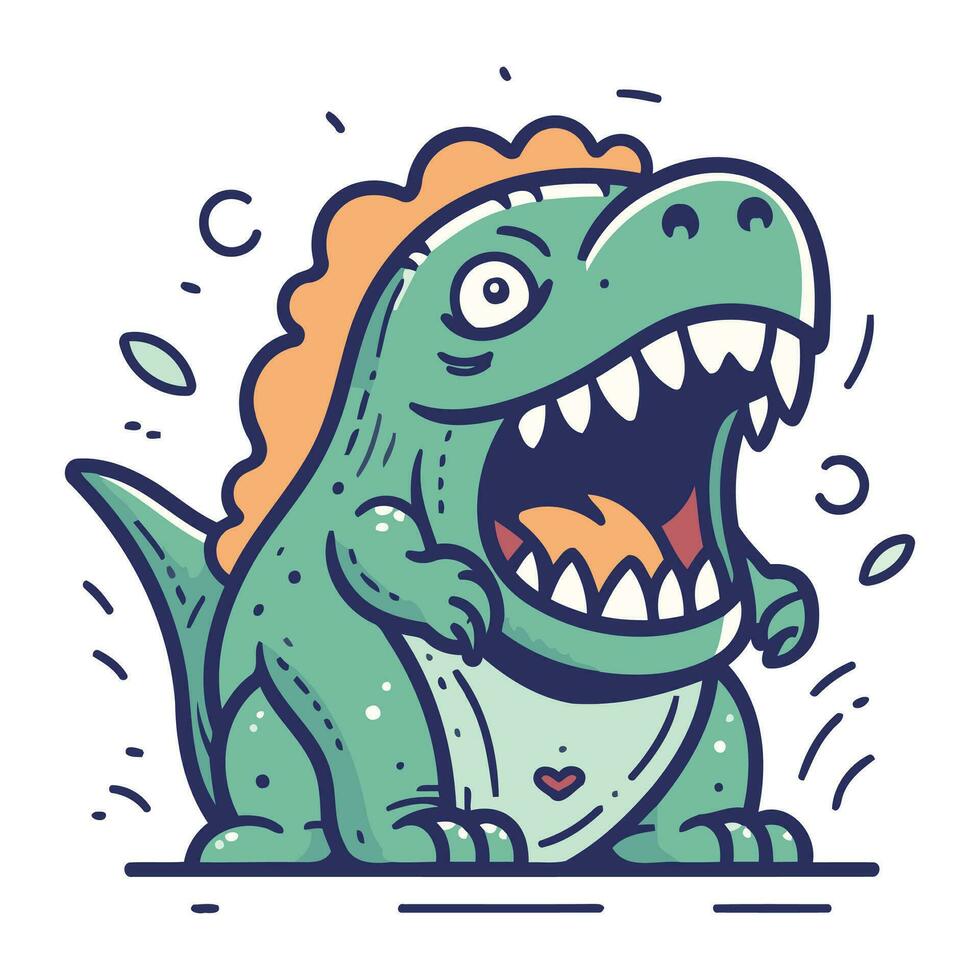 dessin animé tyrannosaure rex. vecteur illustration de mignonne dinosaure.