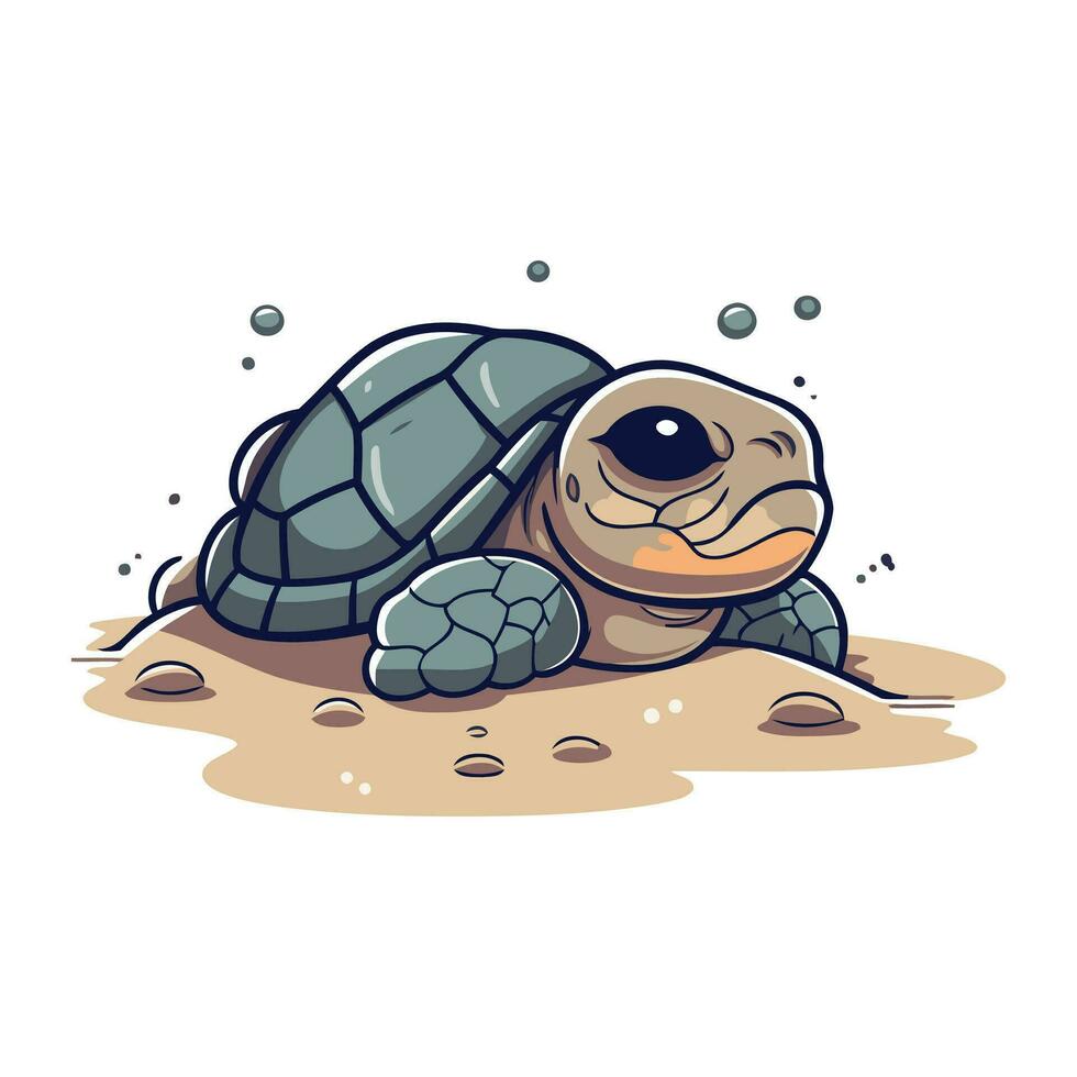 dessin animé tortue. vecteur illustration de une mer tortue dans dessin animé style.