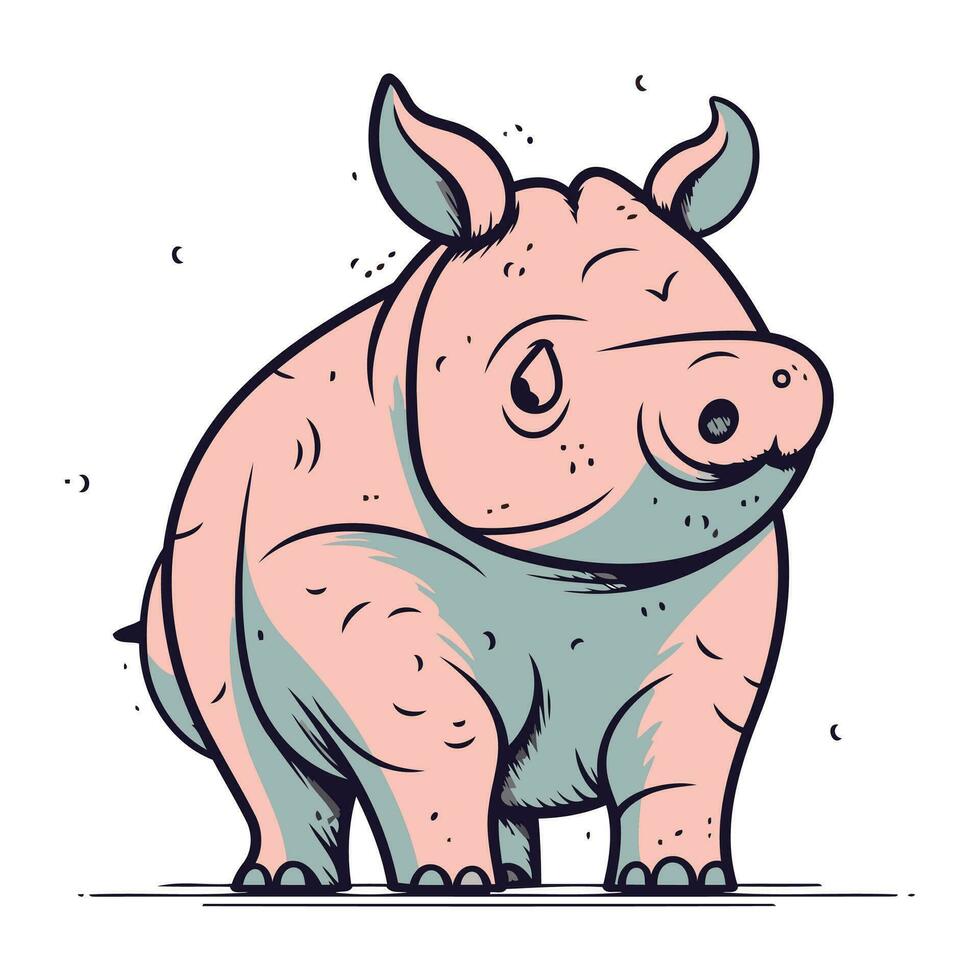 hippopotame. vecteur illustration de une mignonne dessin animé hippopotame.