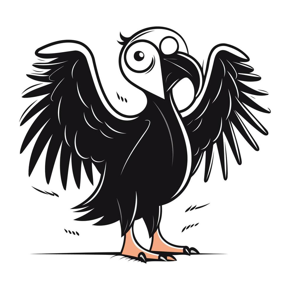 noir et blanc vecteur illustration de une vautour avec ouvert ailes.