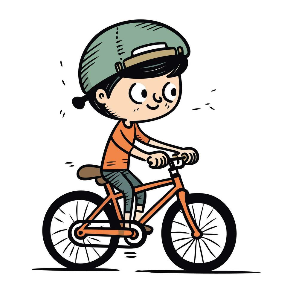 garçon équitation une vélo. vecteur illustration de une garçon équitation une vélo.