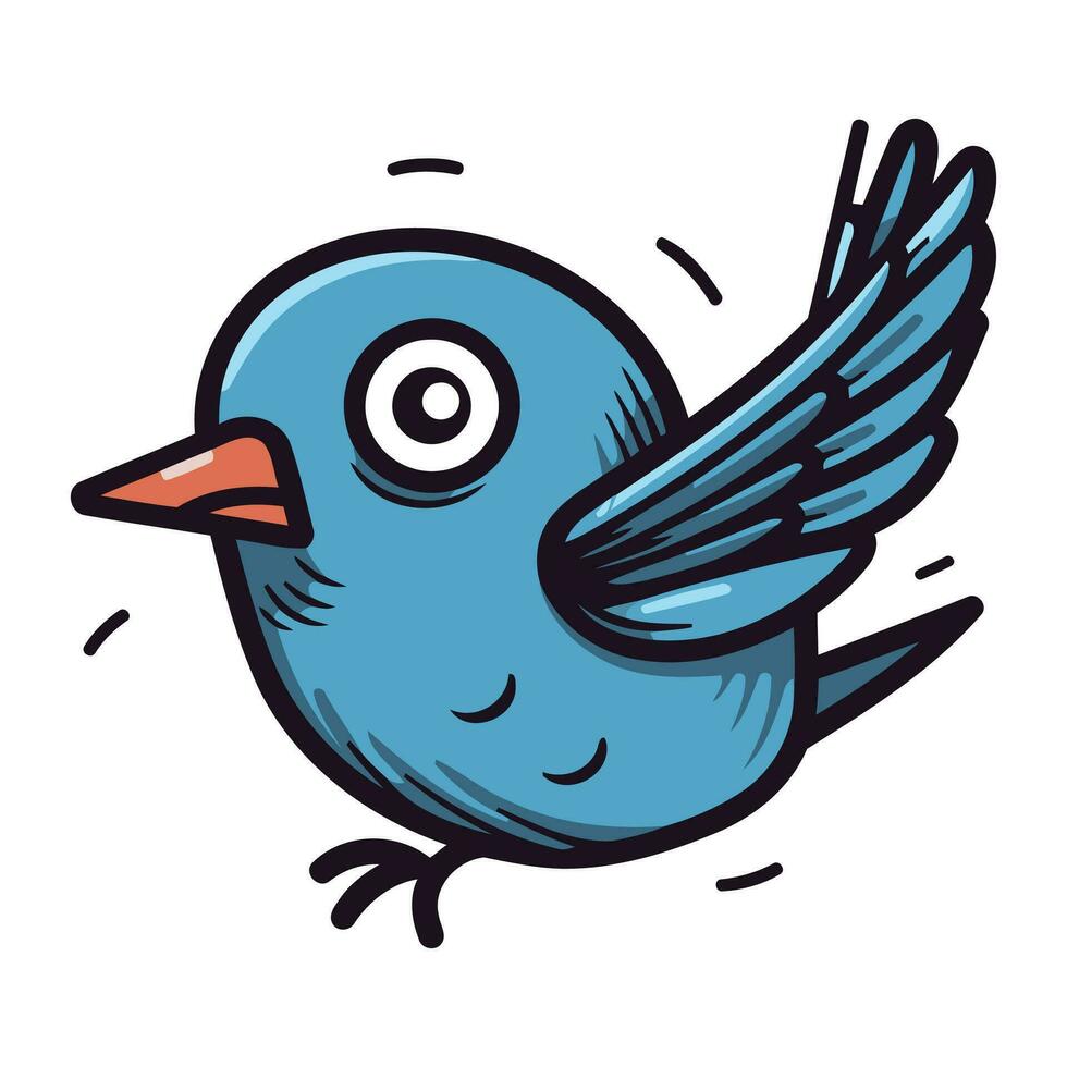 mignonne bleu oiseau dessin animé mascotte personnage vecteur illustration.