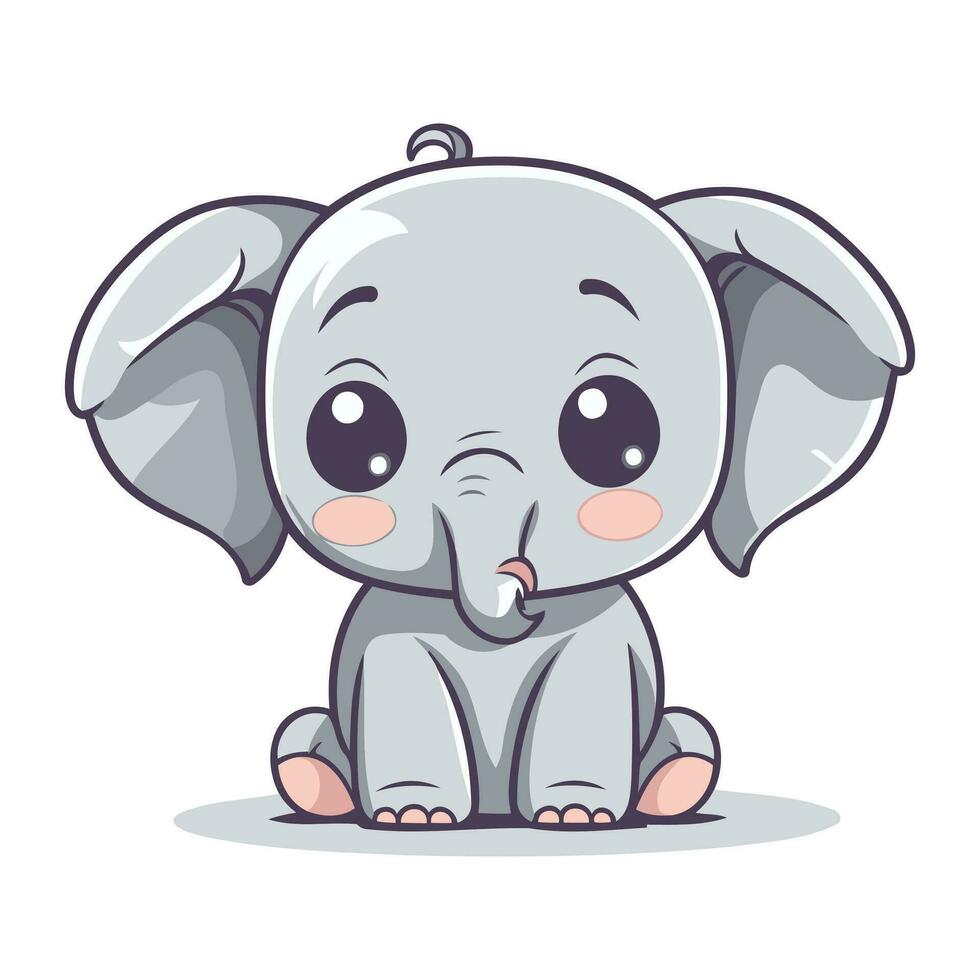 mignonne l'éléphant dessin animé personnage. vecteur illustration de une mignonne l'éléphant.