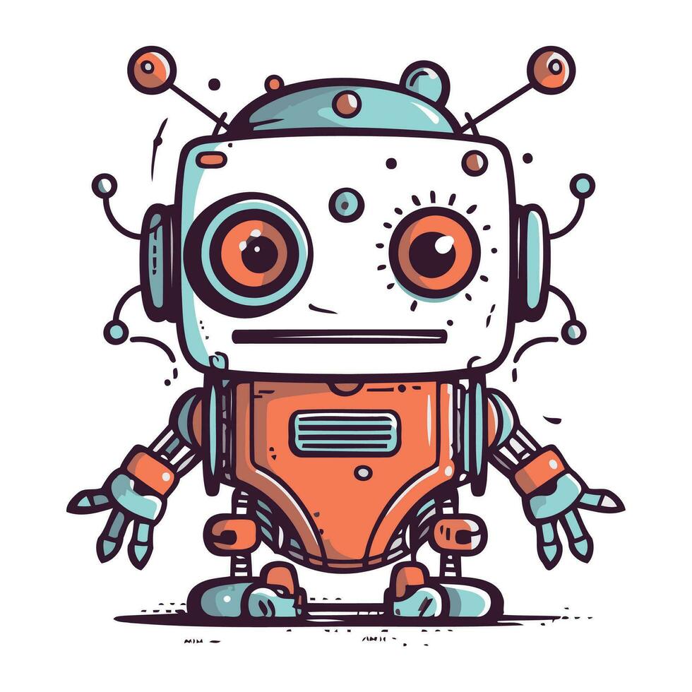 mignonne robot. vecteur illustration. mignonne dessin animé robot personnage.