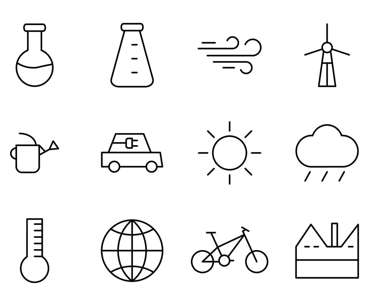 style de contour de jeu d'icônes d'écologie pour votre conception vecteur