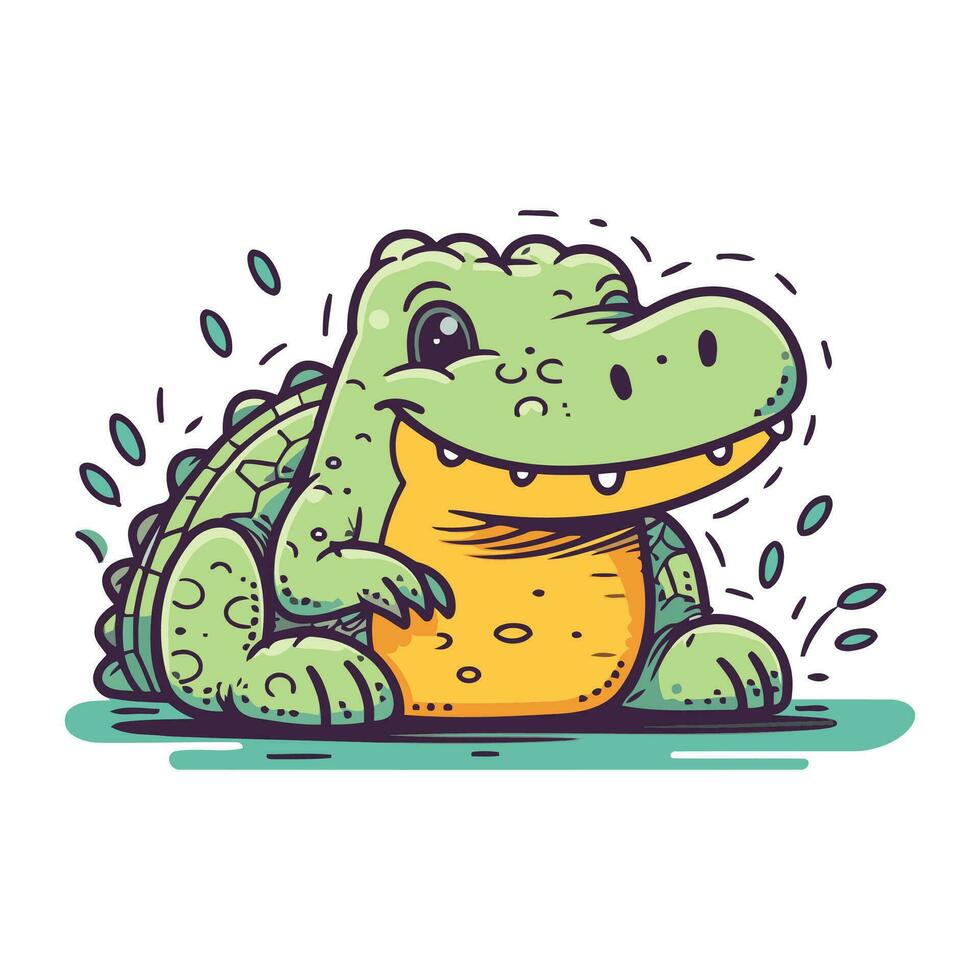 mignonne crocodile. vecteur illustration isolé sur une blanc Contexte.