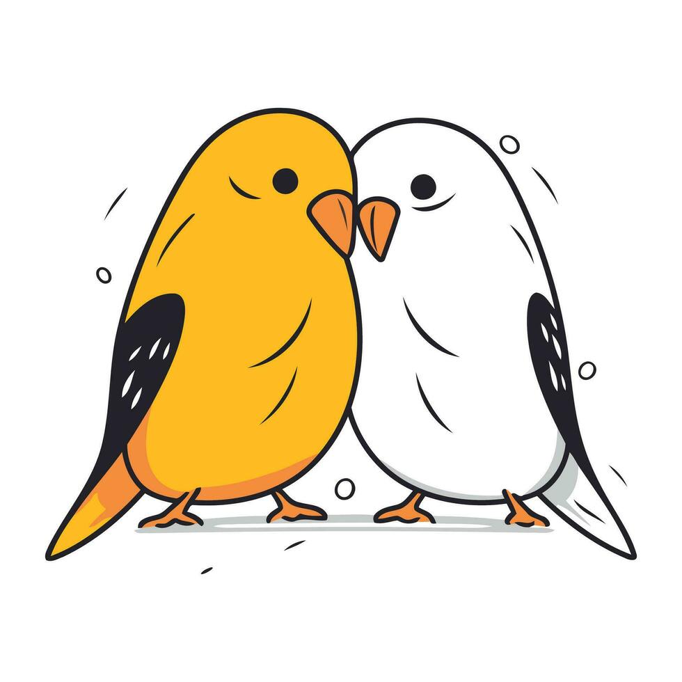 mignonne couple de des oiseaux. vecteur illustration dans griffonnage style.