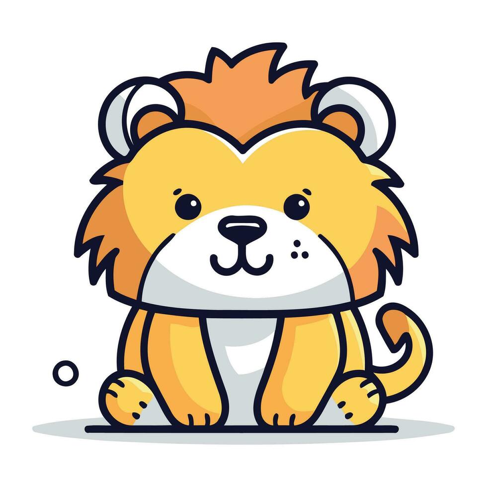 mignonne Lion dessin animé mascotte personnage vecteur icône illustration conception