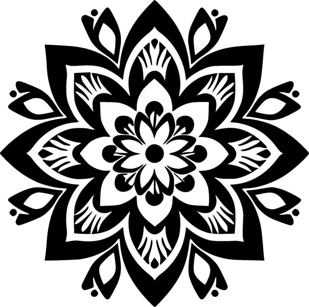 mandala - noir et blanc isolé icône - vecteur illustration