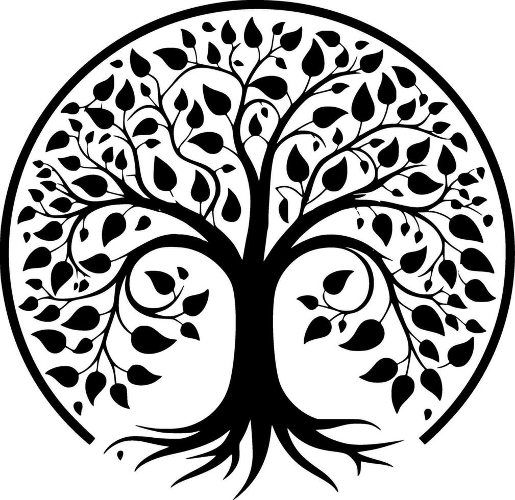 arbre, noir et blanc vecteur illustration