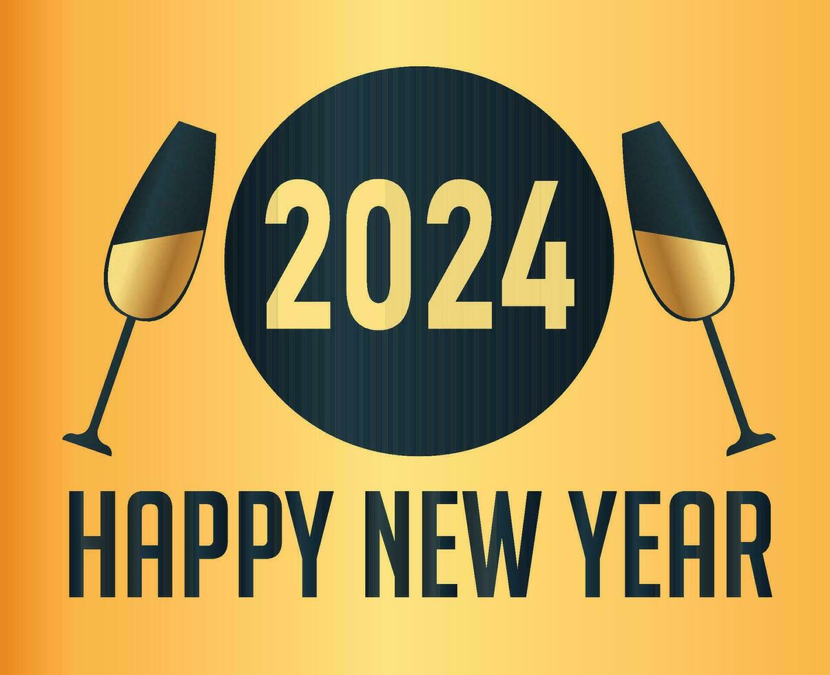 2024 content Nouveau année vacances abstrait or et bleu conception vecteur logo symbole illustration