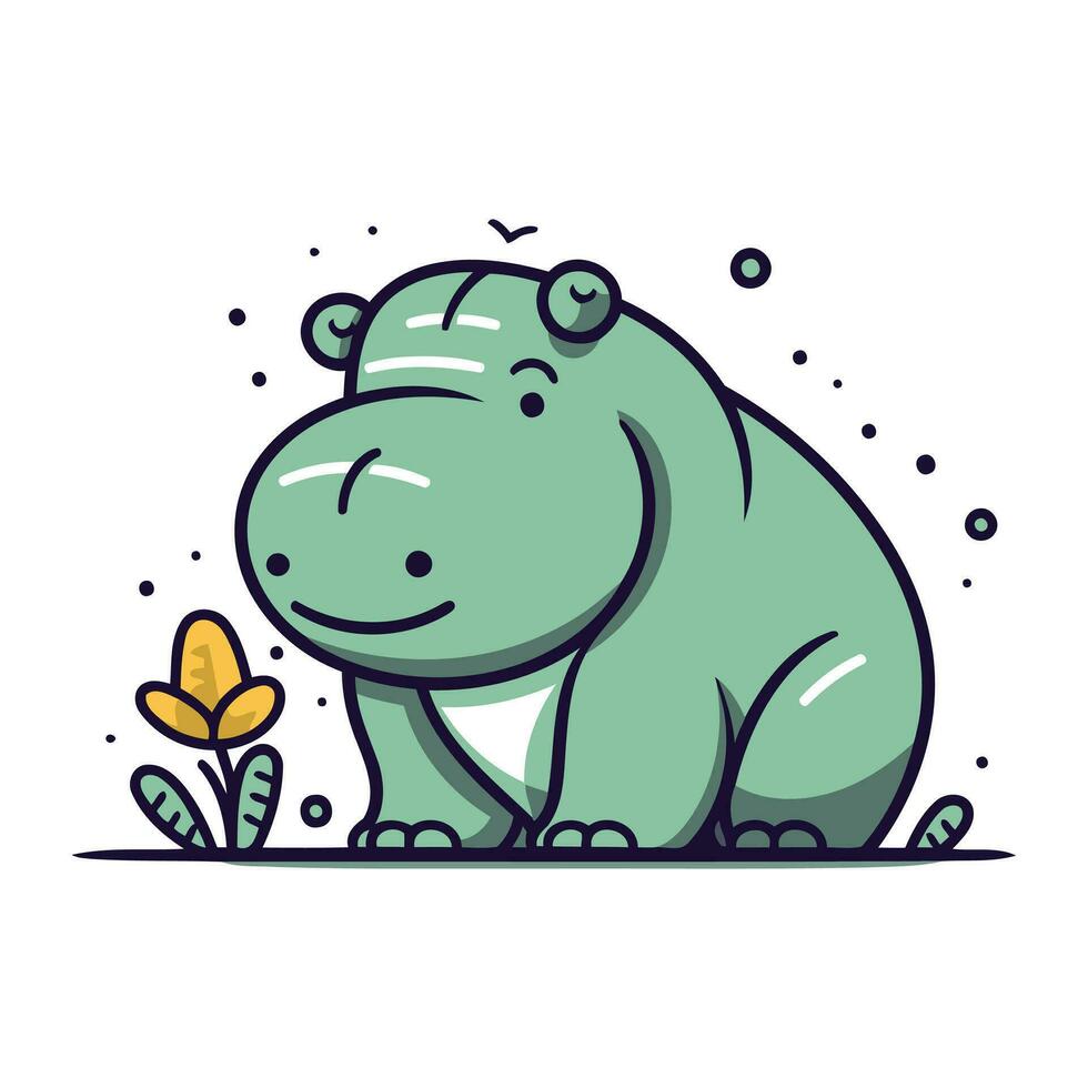 hippopotame vecteur illustration. mignonne dessin animé hippopotame.