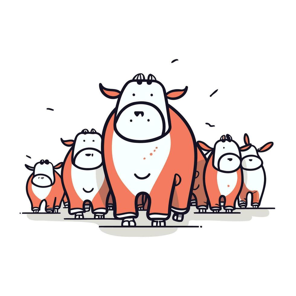mignonne dessin animé vaches. vecteur illustration. mignonne ferme animaux.