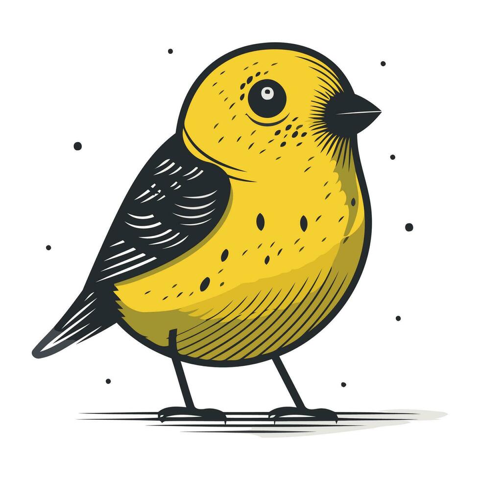 mignonne peu Jaune oiseau isolé sur blanc Contexte. vecteur illustration.