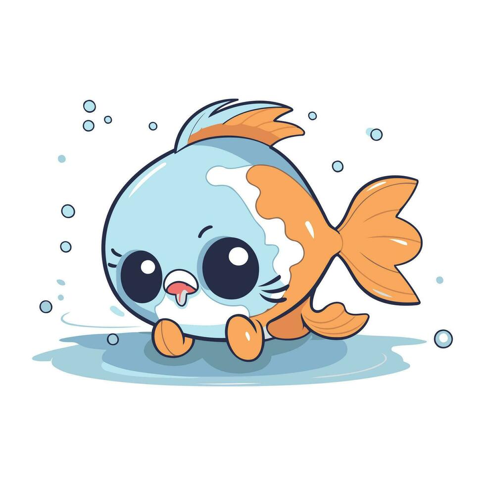 mignonne kawaii poisson dans dessin animé style. vecteur illustration.