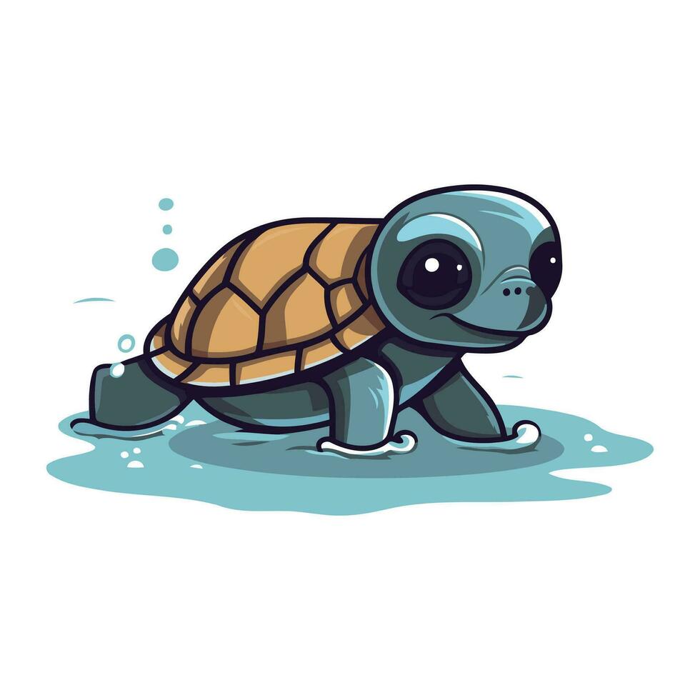 mignonne dessin animé tortue. vecteur illustration isolé sur une blanc Contexte.