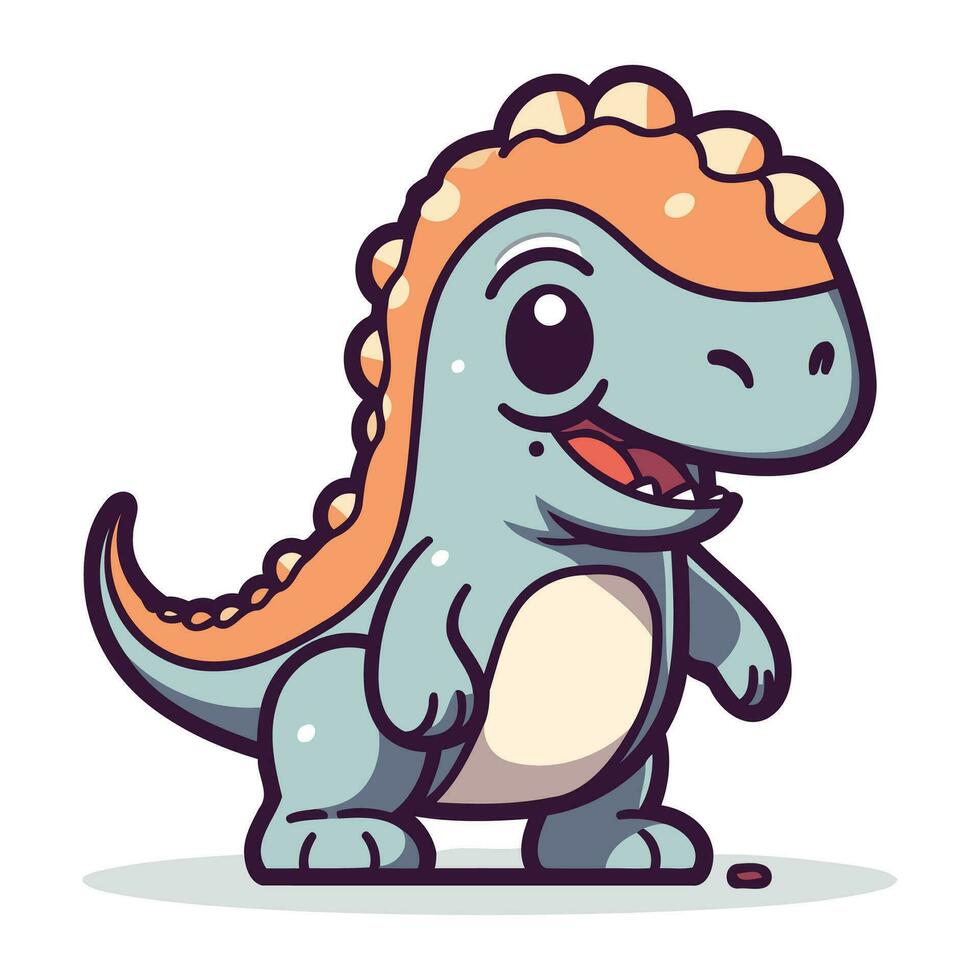 mignonne dinosaure dessin animé personnage. vecteur illustration dans une plat style.