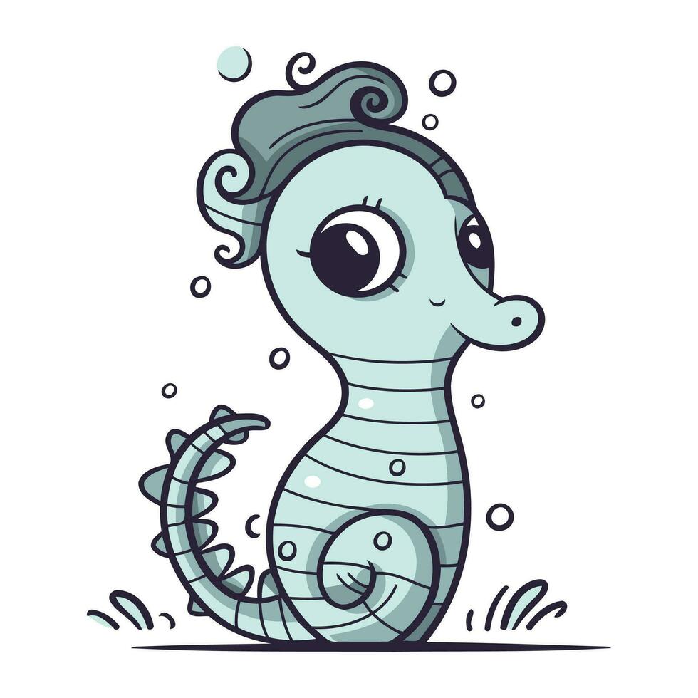 mignonne dessin animé hippocampe. vecteur illustration pour votre conception.