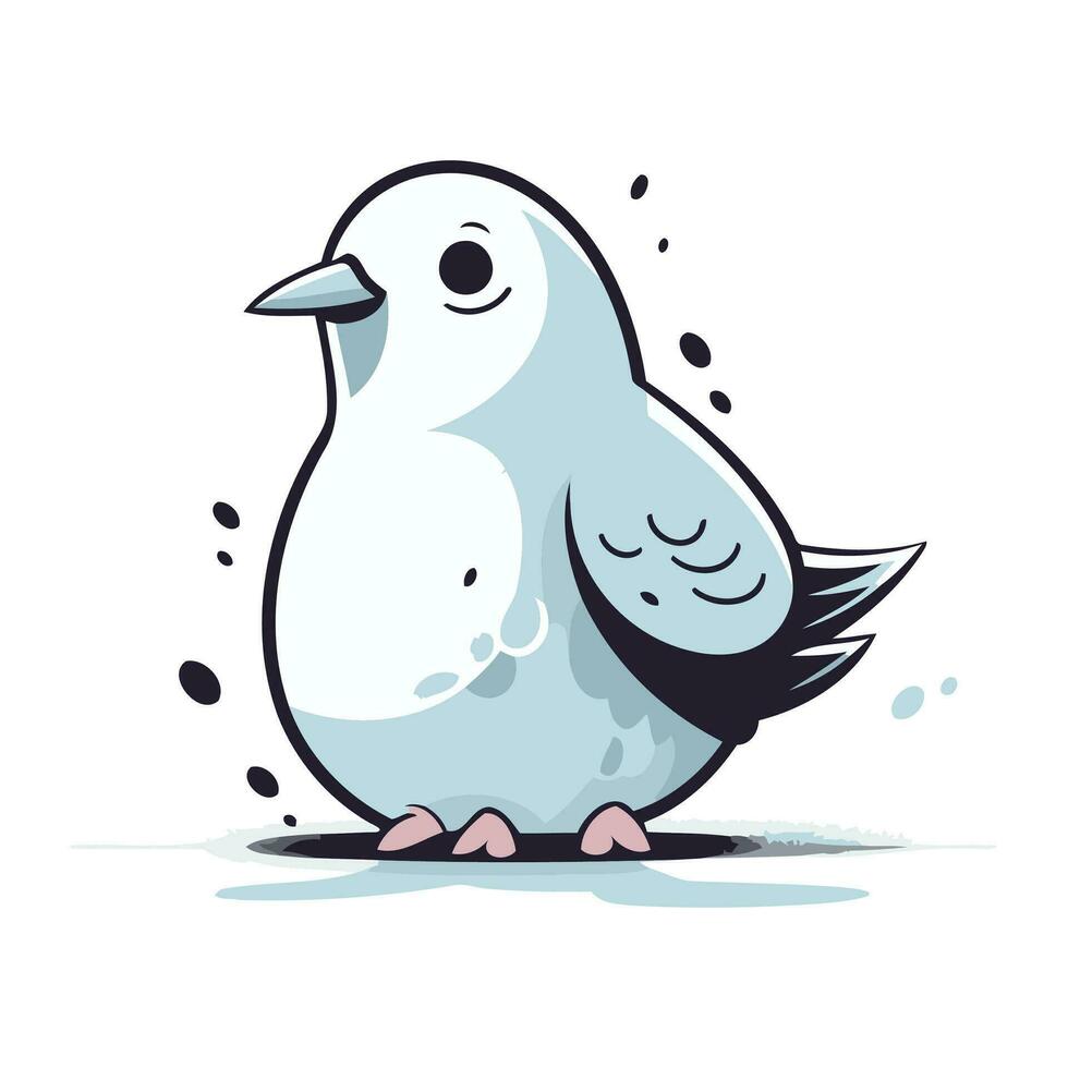 Pigeon sur une blanc Contexte. mignonne vecteur illustration.