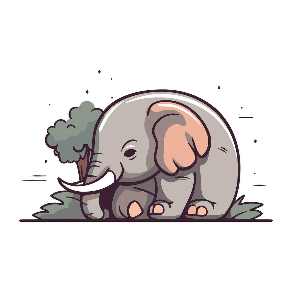 mignonne dessin animé l'éléphant. vecteur illustration. isolé sur blanc Contexte.