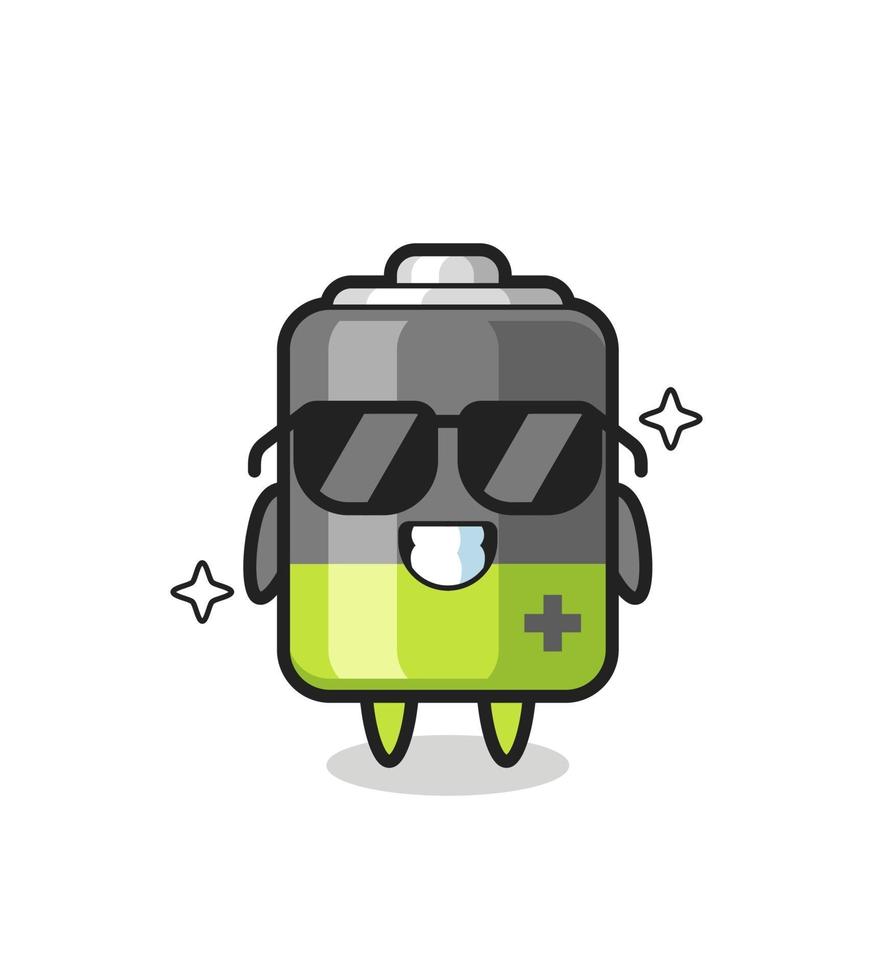 mascotte de dessin animé de batterie avec un geste cool vecteur